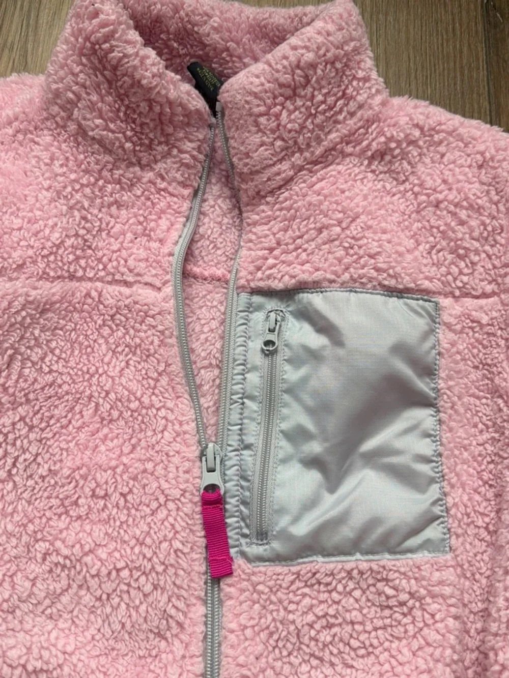 Xersion Kids Pink Sherpa Puffer Jacket with Chest Pocket